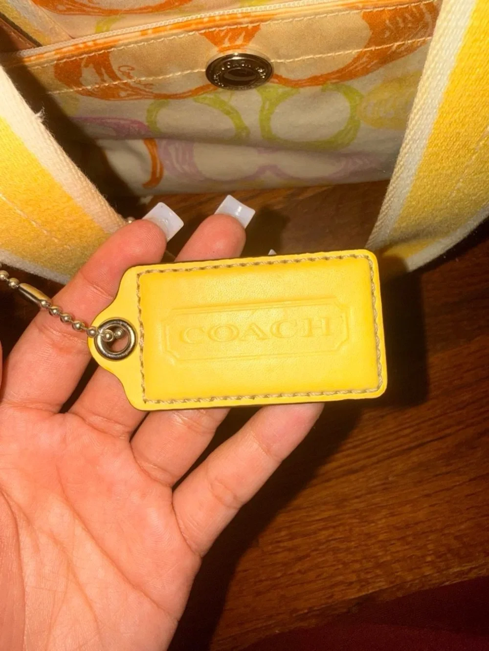 Coach Yellow & Multi Pastel Signature Canvas Shoulder Tote
